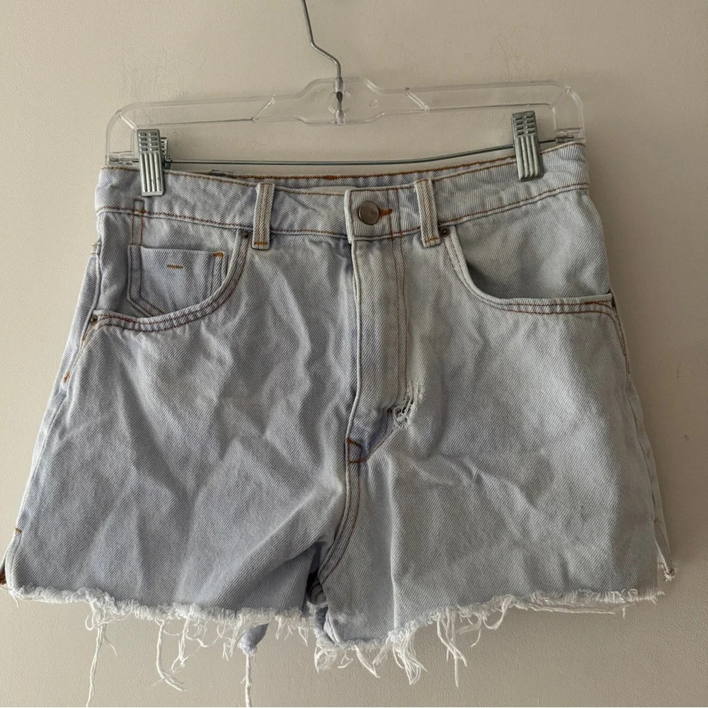 Zara High Rise Distressed‎ Jean Shorts